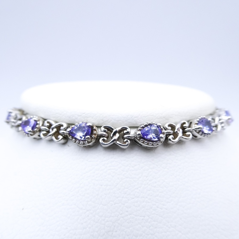 Chuck Clemency Tanzanite bolo slide platinum plated sterling silver 1ctw